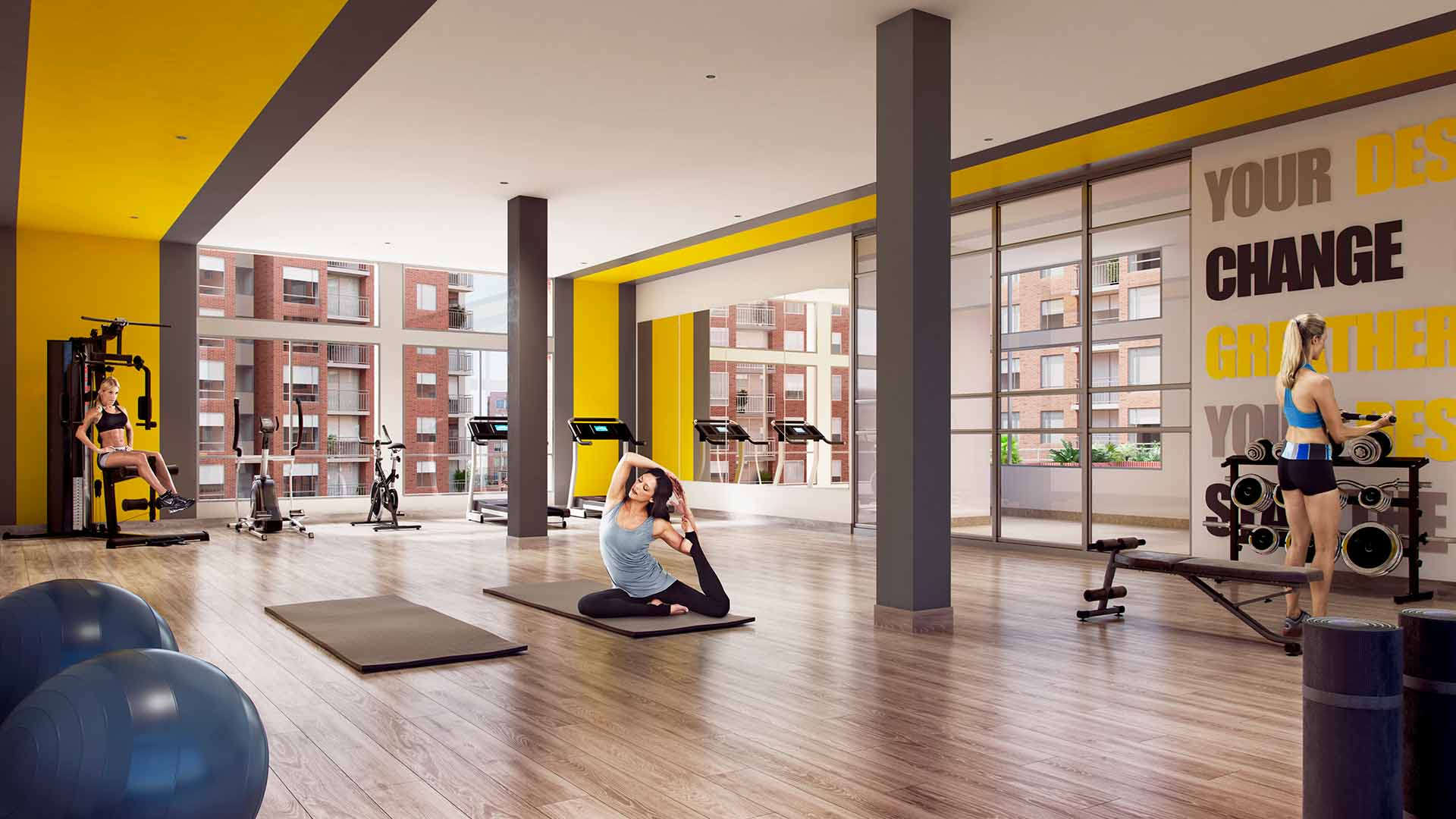 gimnasio equipado proyecto sabana